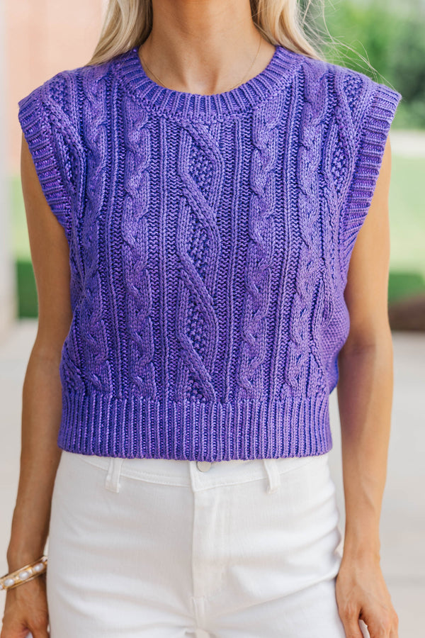 No Plans Needed Purple Sweater