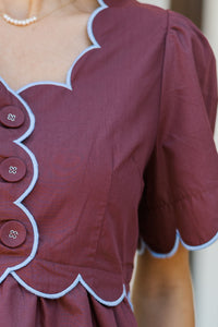 Busy Bee Brown Scalloped Blouse
