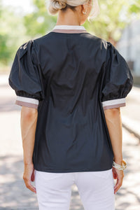 Color Me Happy Black Puff Sleeve Blouse