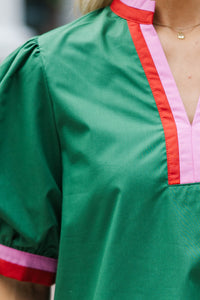 Color Me Happy Green Puff Sleeve Blouse
