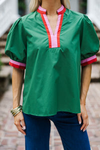Color Me Happy Green Puff Sleeve Blouse