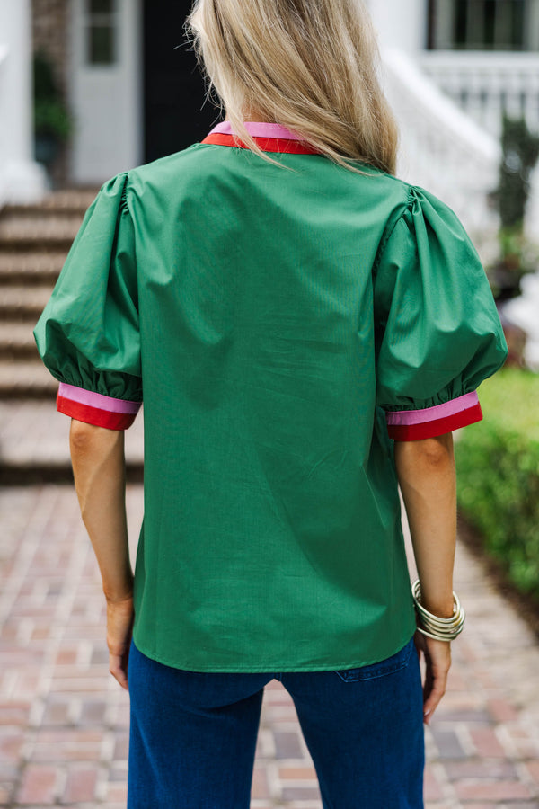 Color Me Happy Green Puff Sleeve Blouse