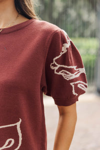 Ripples Of Grace Brown Floral Sweater