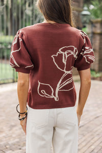 Ripples Of Grace Brown Floral Sweater
