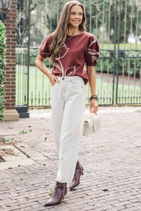 Ripples Of Grace Brown Floral Sweater