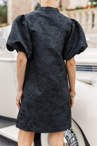 Ever After Hours Black Brocade Bow Shift Dress