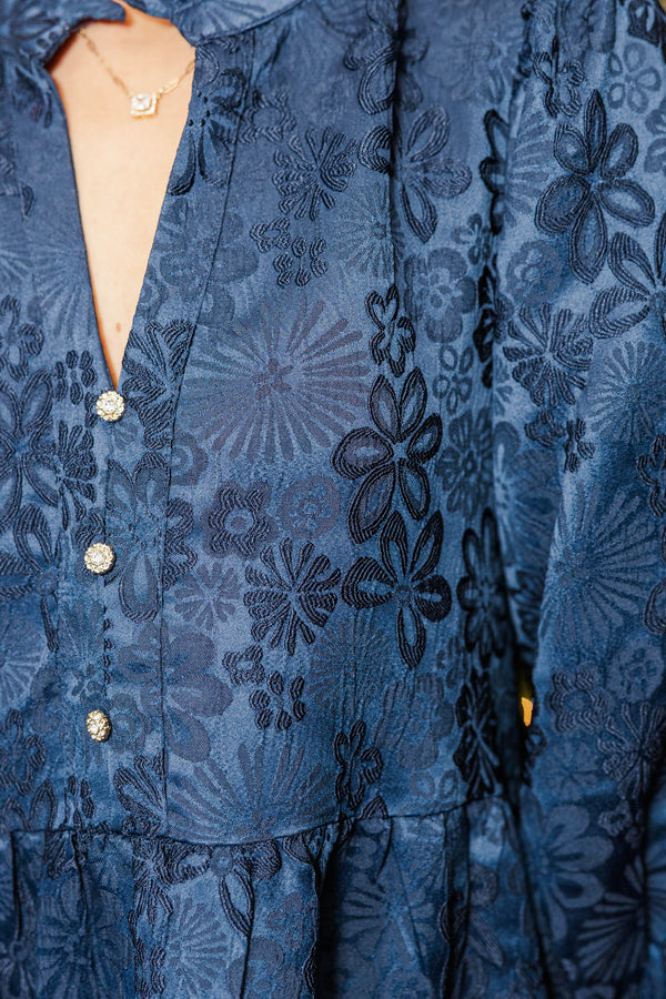 All Up To You Navy Blue Textured Dress