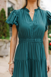 Coming Back For You Emerald Green Tiered Midi Dress