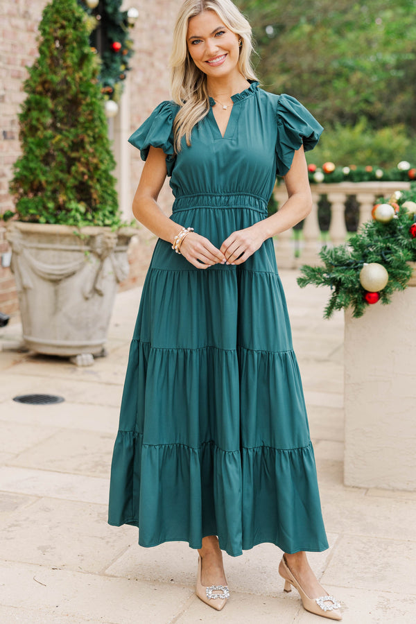 Coming Back For You Emerald Green Tiered Midi Dress, Medium - The Mint Julep Boutique | Women's Boutique Clothing Coming Back For You Emerald Green Tiered Midi Dress, Medium - The Mint Julep Boutique | Women's Boutique Clothing