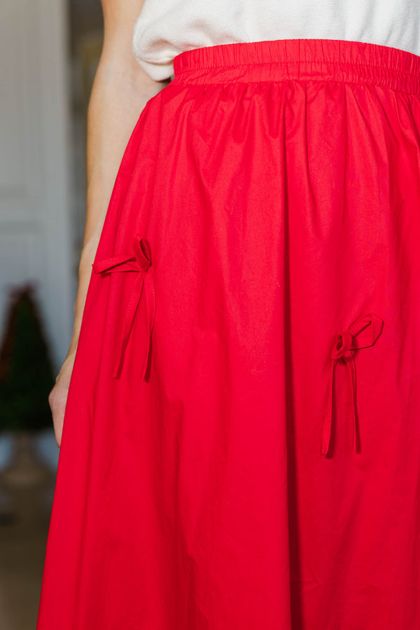Wrapped In Bows Red Bow Maxi Skirt