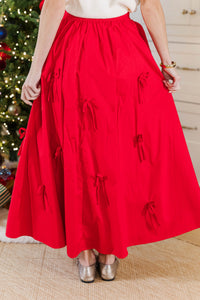 Wrapped In Bows Red Bow Maxi Skirt