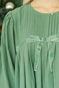The Gathered Moment Emerald Babydoll Dress