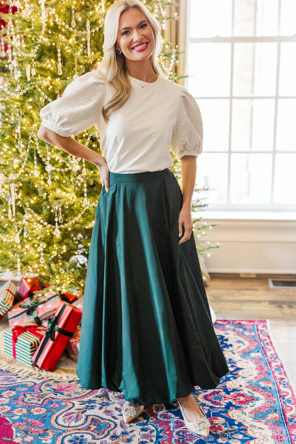 Pop Of Style Emerald Bubble Midi Skirt