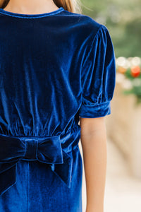Girls: The Hailey Navy Blue Velvet Jumpsuit