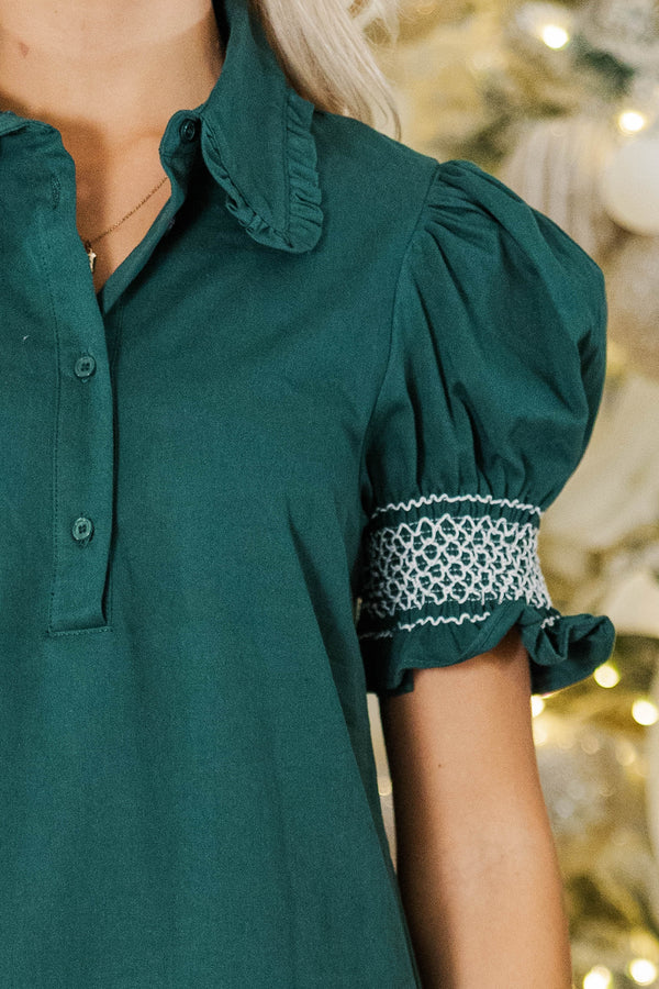 The Woodland Muse Emerald Embroidered Midi Dress
