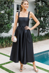 Chic On Repeat Black A-Line Midi Dress