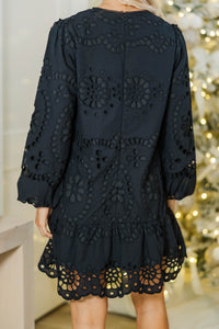 Always Elegant Black Eyelet Dress