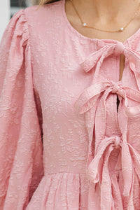 The Allure Pink Brocade Babydoll Dress