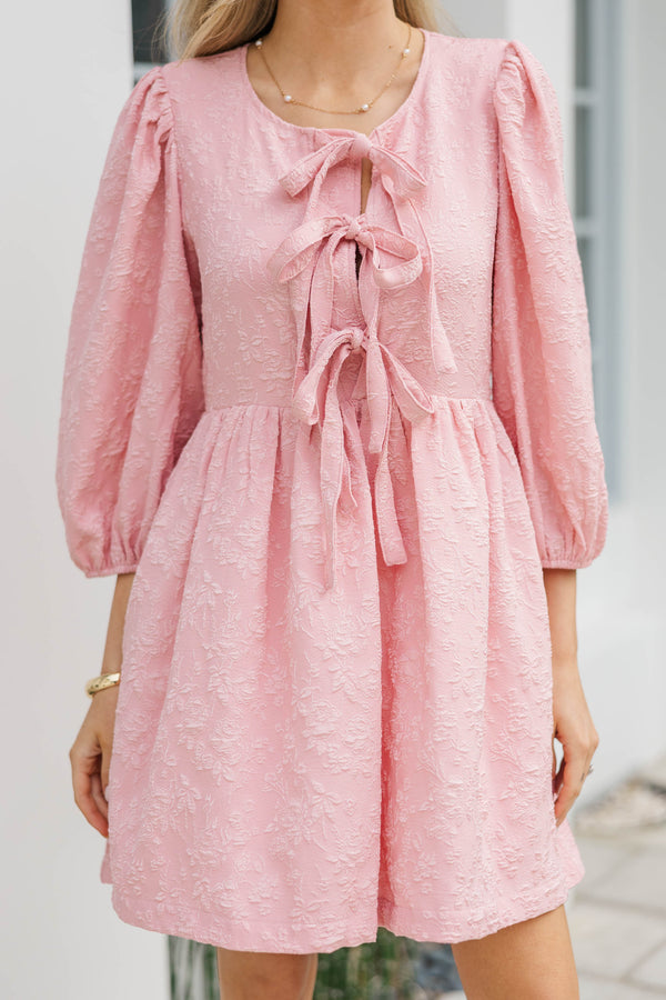 The Allure Pink Brocade Babydoll Dress
