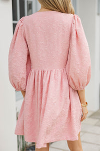 The Allure Pink Brocade Babydoll Dress
