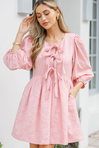 The Allure Pink Brocade Babydoll Dress