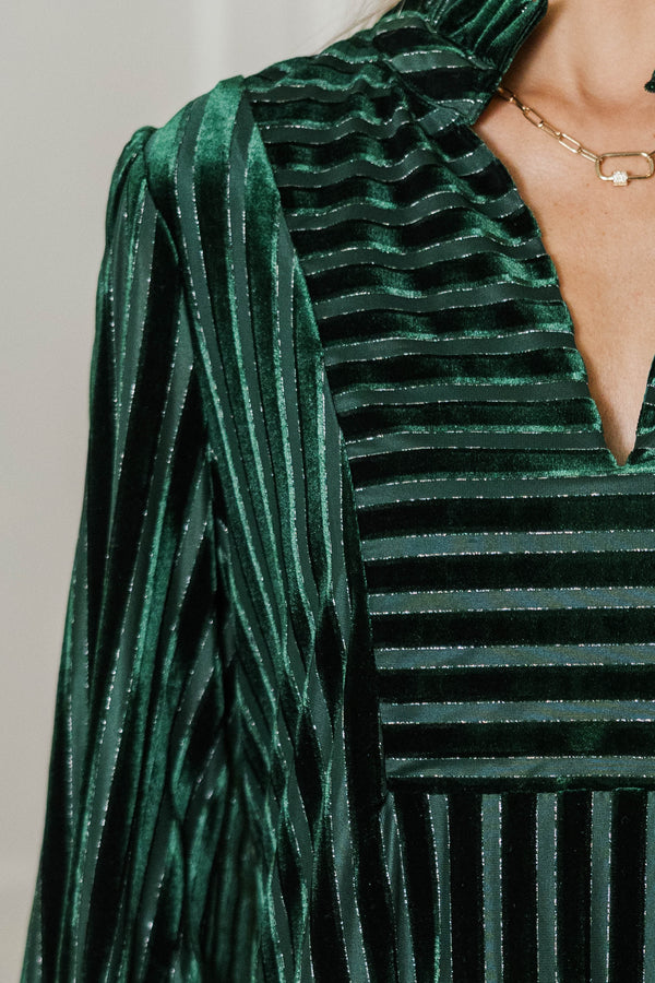 Always On My Mind Emerald Green Velvet Babydoll Dress