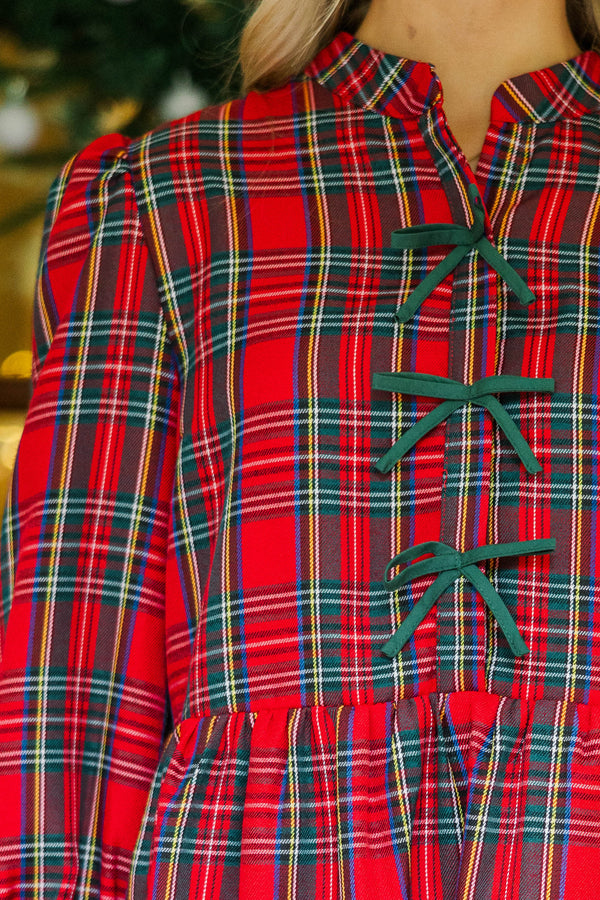 There's Always Hope Red Tartan Plaid Dress