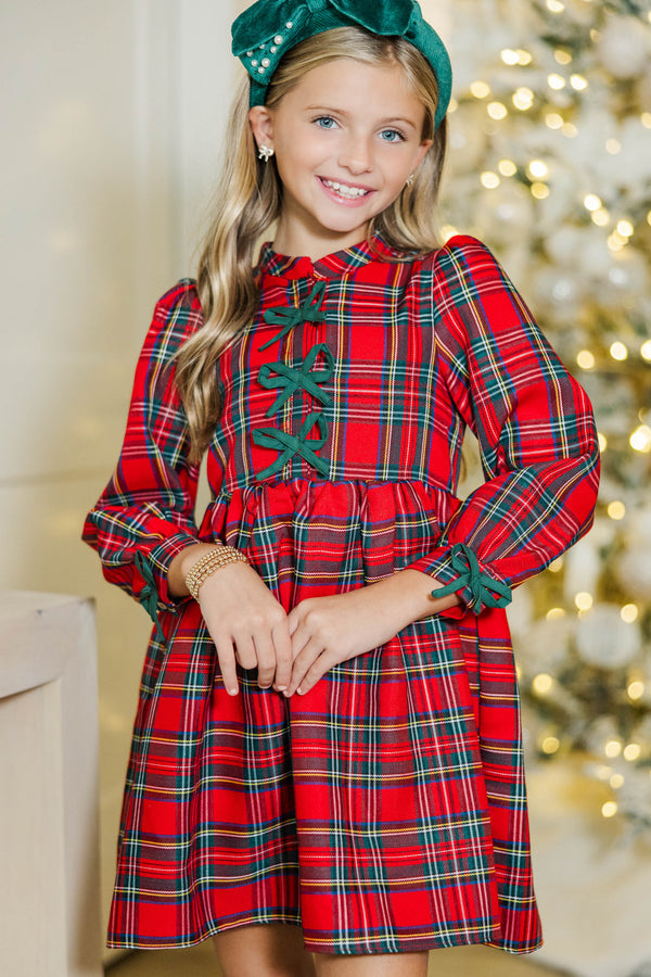 Girls: The Baileigh Red Tartan Plaid Dress