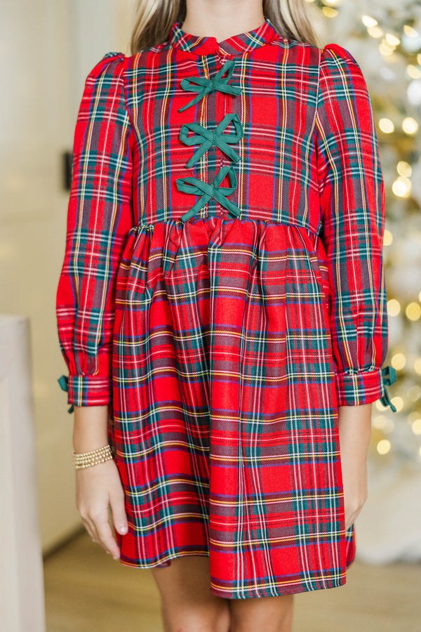 Girls: The Baileigh Red Tartan Plaid Dress