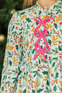 Girls: The Baileigh Mint Holly Printed Dress