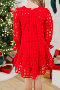 Girls: In Your Happy Place Red Textured Dress