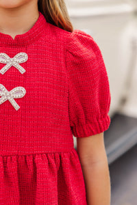 Girls: The Gwen Red Embellished Tweed Dress
