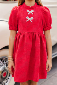 Girls: The Gwen Red Embellished Tweed Dress