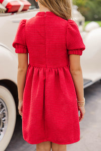 Girls: The Gwen Red Embellished Tweed Dress