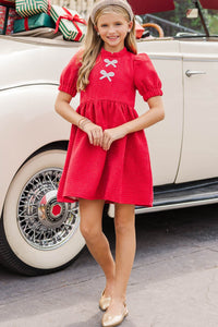 Girls: The Gwen Red Embellished Tweed Dress