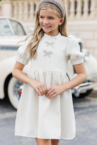Girls: The Gwen Cream Embellished Tweed Dress
