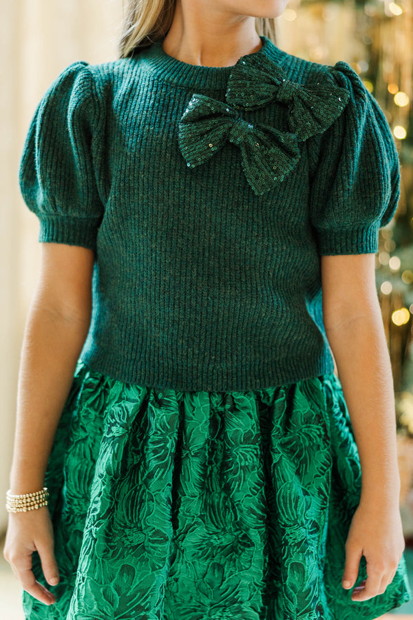 Girls: The Charlotte Emerald Green Bow Sweater