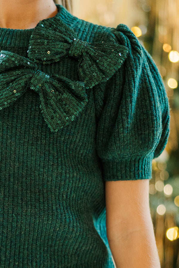 Girls: The Charlotte Emerald Green Bow Sweater