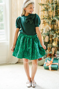Girls: The Charlotte Emerald Green Bow Sweater
