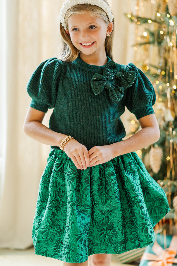 Girls: The Charlotte Emerald Green Bow Sweater