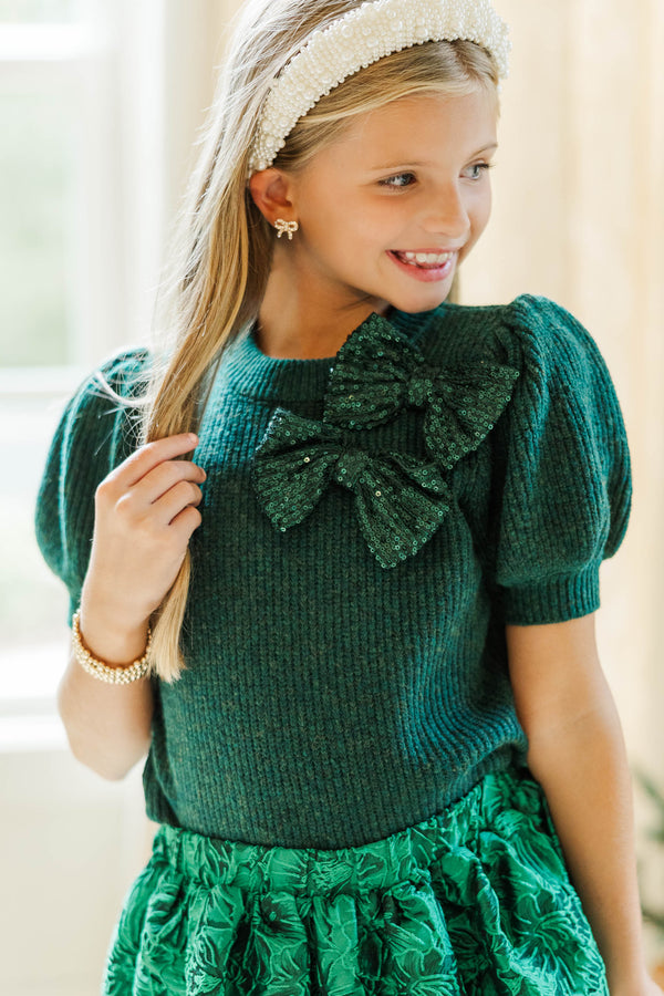 Girls: The Charlotte Emerald Green Bow Sweater