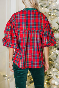 Take Your Turn Red Tartan Plaid Blouse