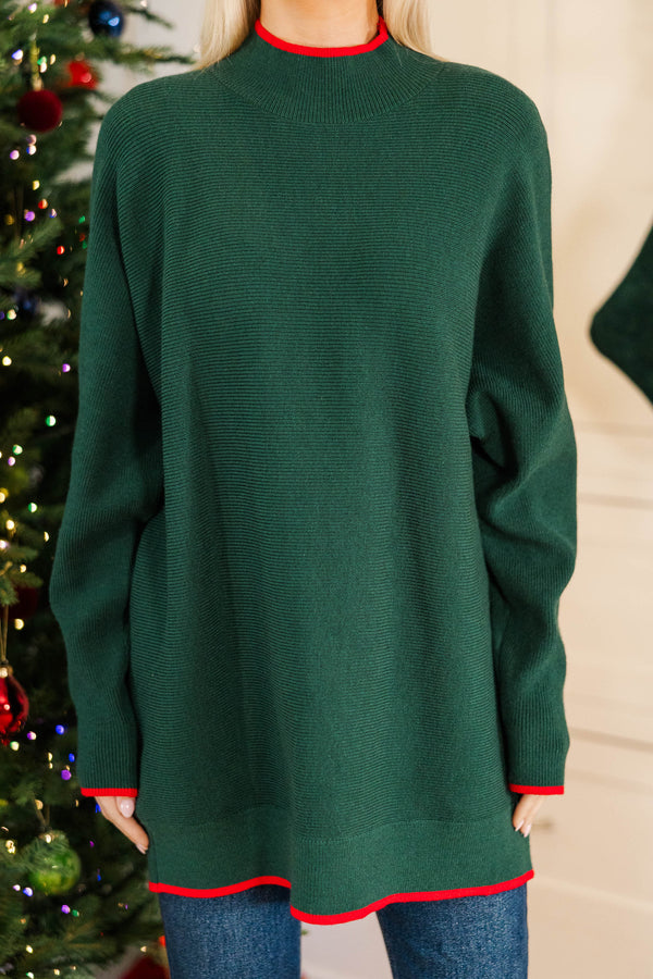 On The Line Emerald Green Mock Neck Sweater