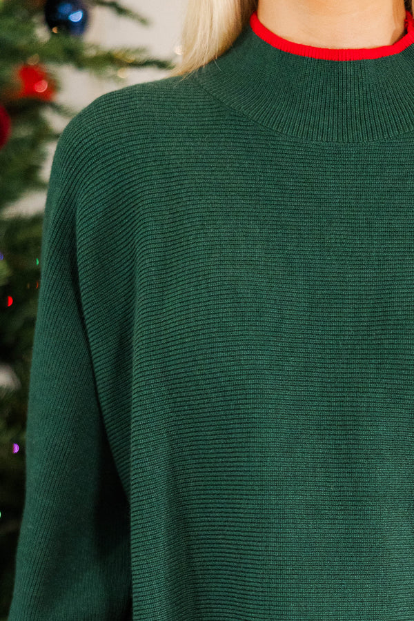 On The Line Emerald Green Mock Neck Sweater