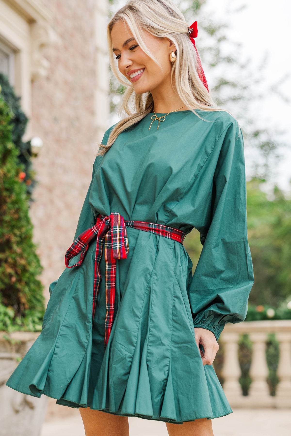 Stay Close Emerald Green Swing Dress, Medium - The Mint Julep Boutique