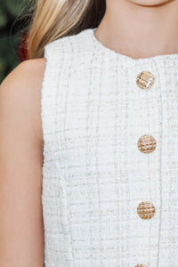 Girls: The Sady Cream Tweed Dress