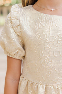 Girls: The Eloise Gold Floral Brocade Dress