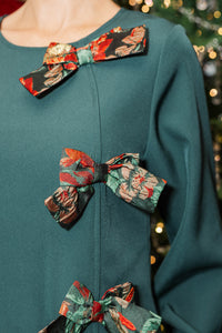 Pretty Tied Together Emerald Bow Mini Dress