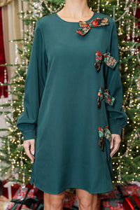 Pretty Tied Together Emerald Bow Mini Dress