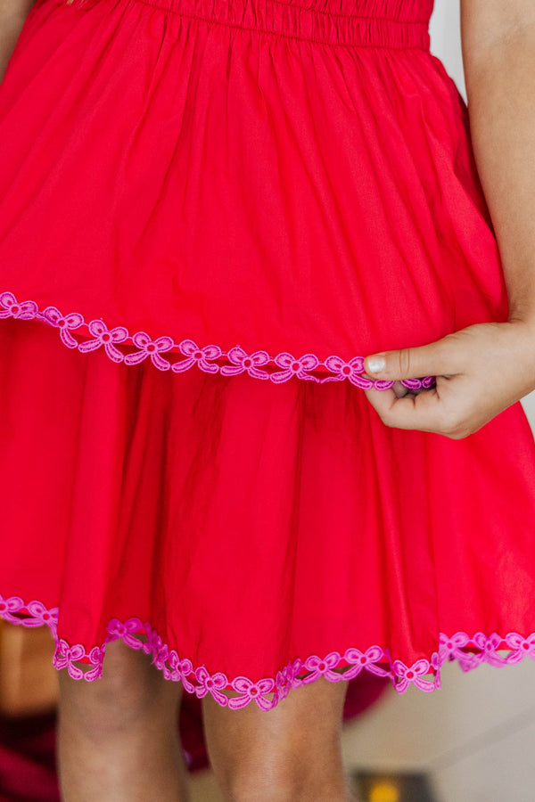 Girls: The Blaire Red Scalloped Dress